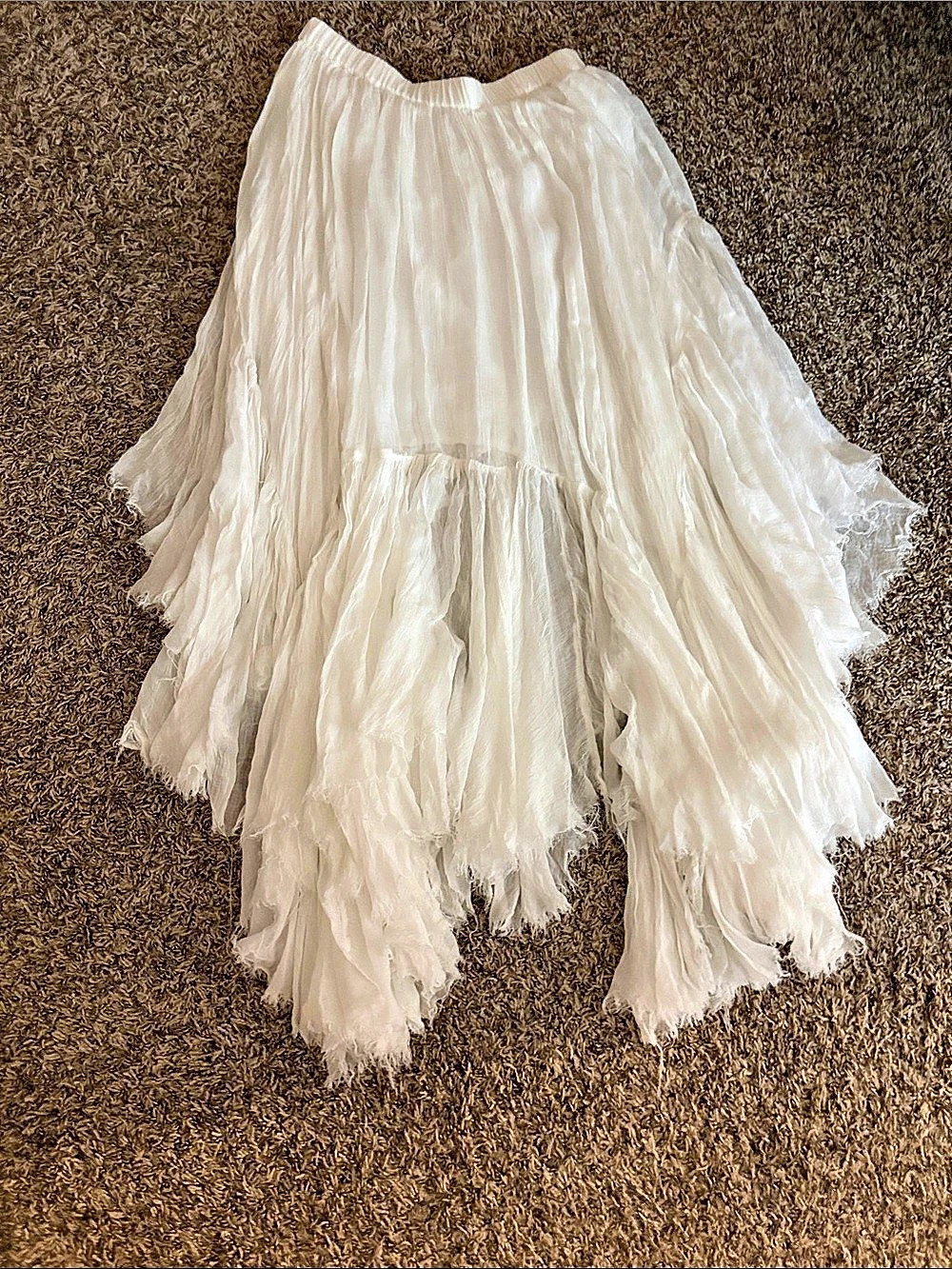 Free People Clover Skirt Tiered Fringe Maxi White - Picture 1 of 3